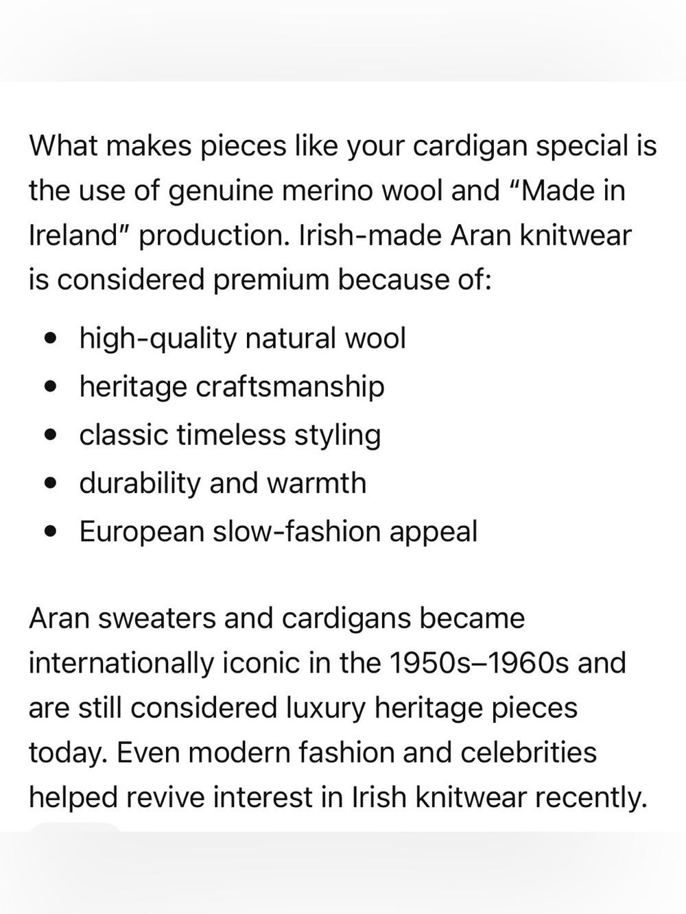 100% Merino Wool Aran Mor NWT Made in Ireland 🇮🇪 Cardigan size M. - Picture 10 of 10